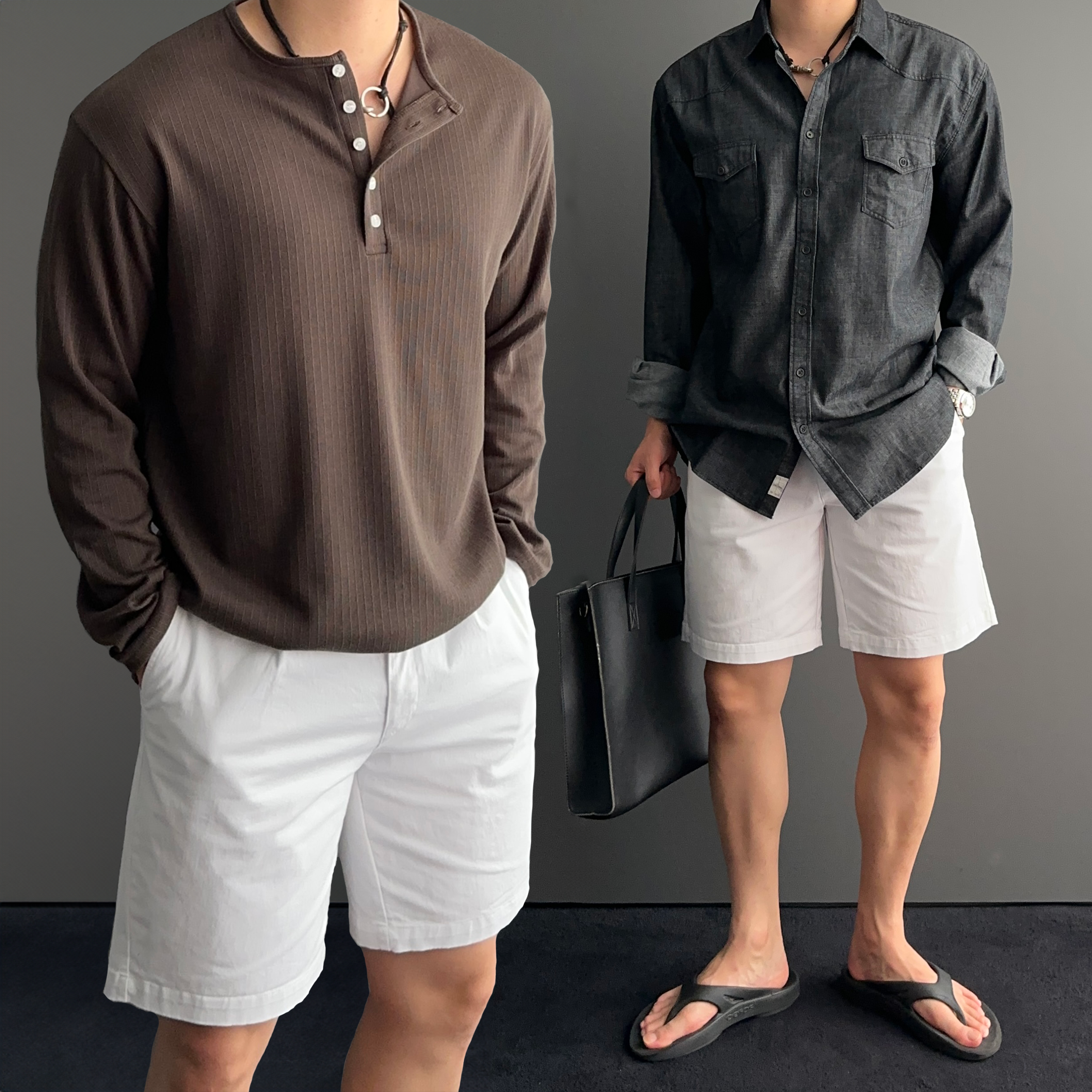 남자흰색반바지 남자버뮤다팬츠 치노반바지 - 상품 이미지