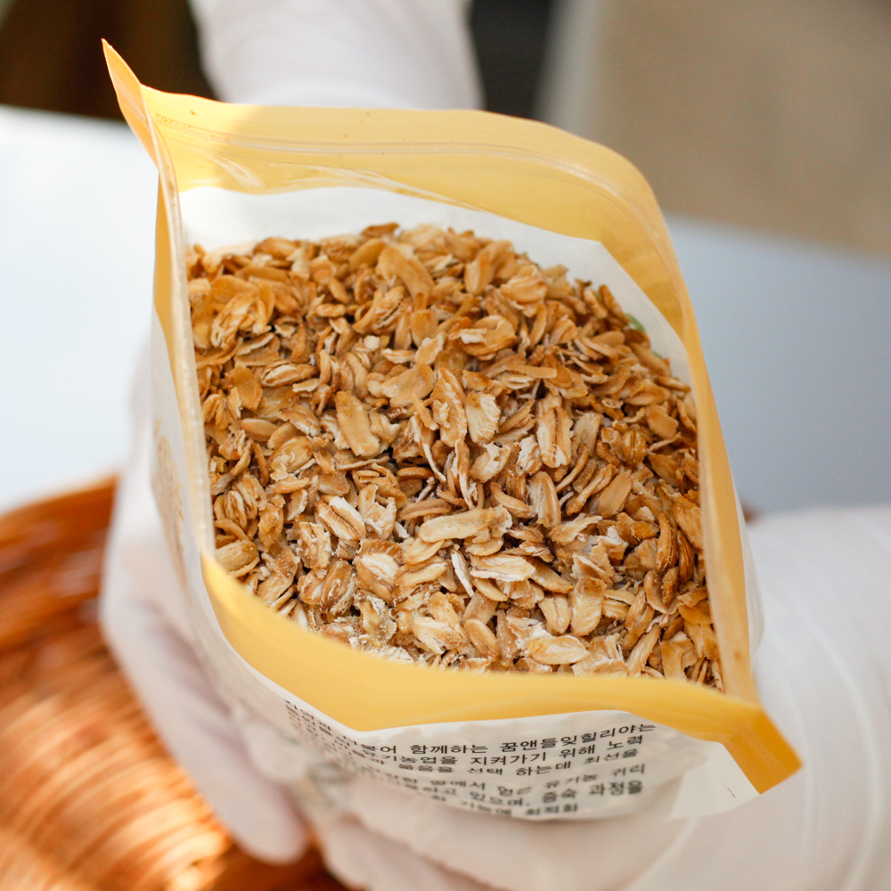 국산 오트밀 유기농 통 귀리 압착 무설탕 납작 400g