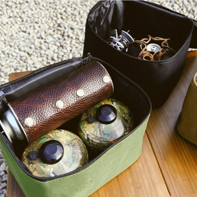 KOOLMAN 쿨맨 캠핑 소품 수납 가방 부탄·이소 겸용 골든브라운