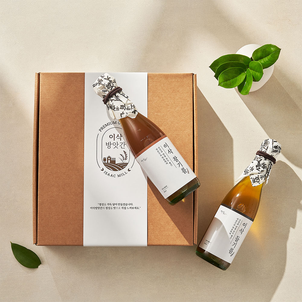 [2구 선물세트] 수입산 저온압착 참기름 들기름 300ml