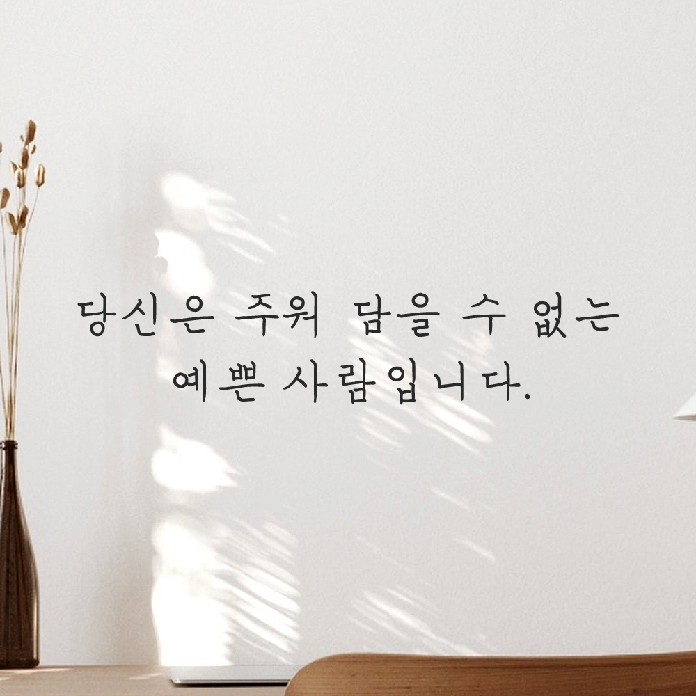 감성 손글씨 레터링 스티커 당신은 주워 담을 수 없는 예쁜 사람입니다 LH-069S 검정 이미지 7
