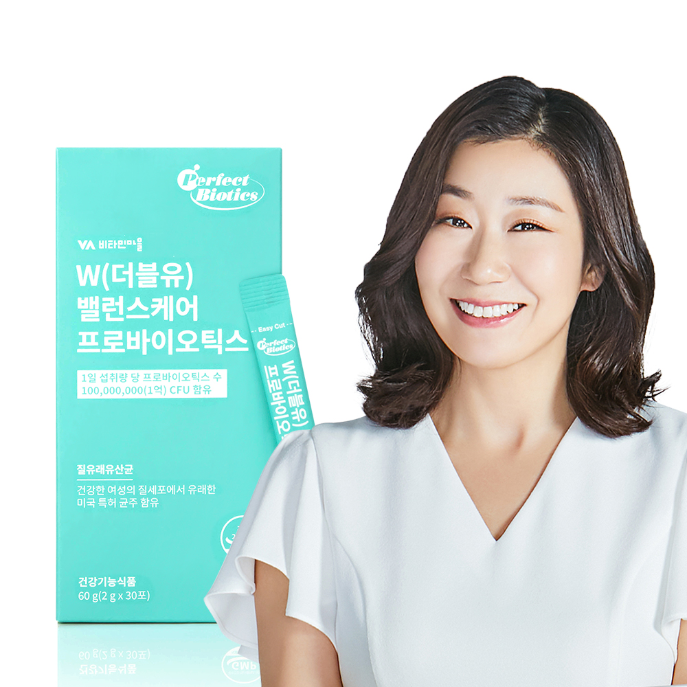 비타민마을 퍼펙트바이오틱스 더블유 밸런스케어 프로바이오틱스 질 유래 유산균 30포, 1개 - 상품 이미지