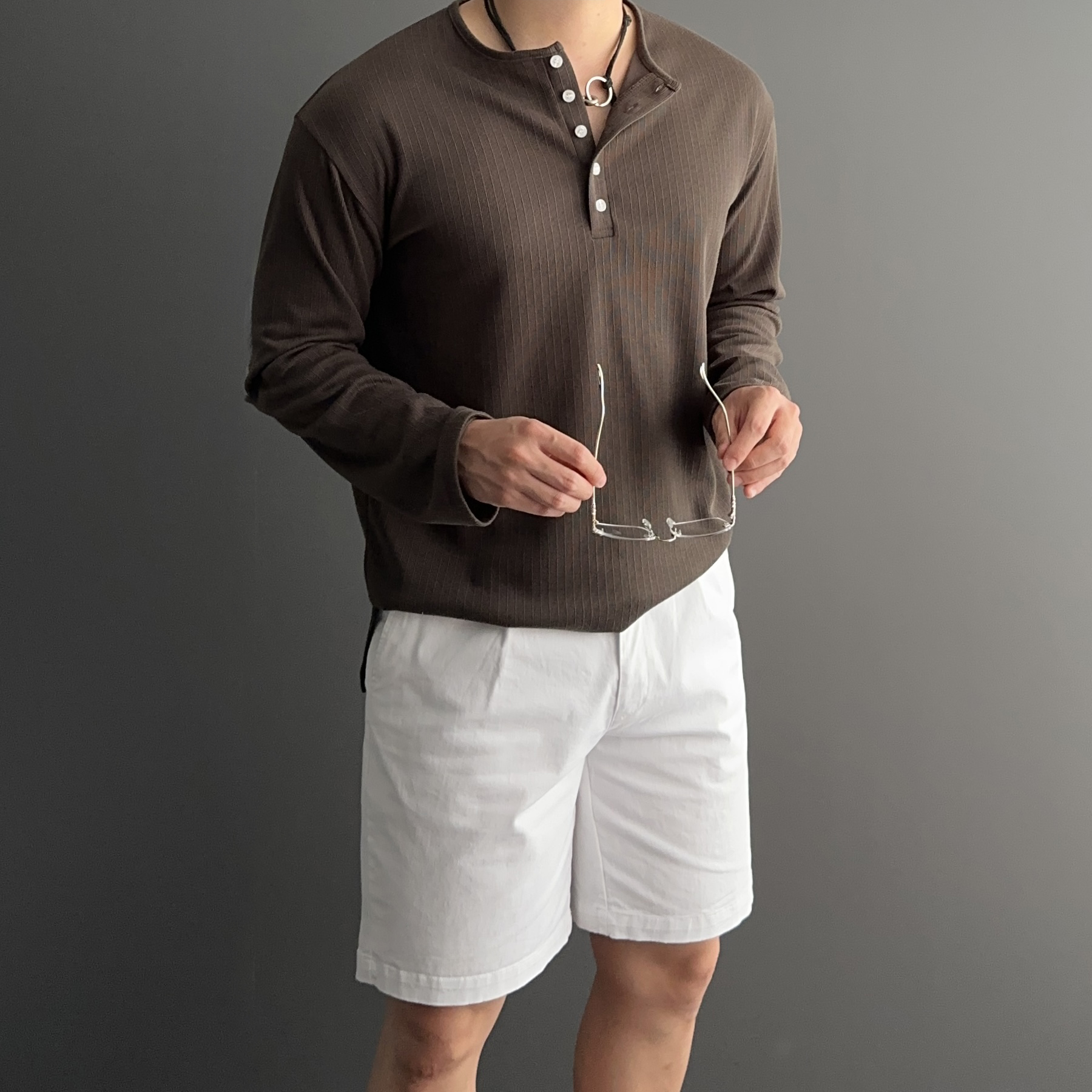 남자흰색반바지 남자버뮤다팬츠 치노반바지 - 상세 이미지 2