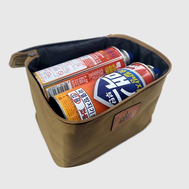 KOOLMAN 쿨맨 캠핑 소품 수납 가방 부탄·이소 겸용 골든브라운