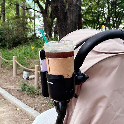 마롤로뜨 튼튼한 유모차 컵홀더 앤 스마트폰 홀더 거치대 2구 멀티 핸드폰 수납 2in1