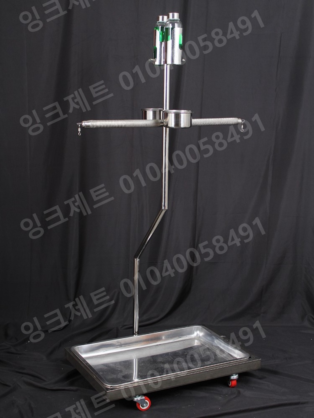 앵무새 횟대 대형 7자형 버드 스테인레스 스틸 새장 물기 - 상품 이미지