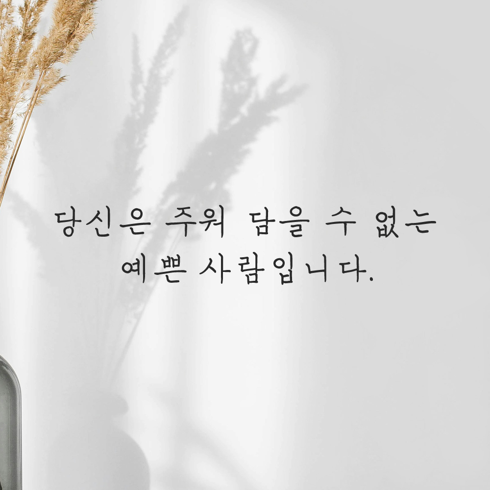 감성 손글씨 레터링 스티커 당신은 주워 담을 수 없는 예쁜 사람입니다 LH-069S 검정 - 상품 이미지