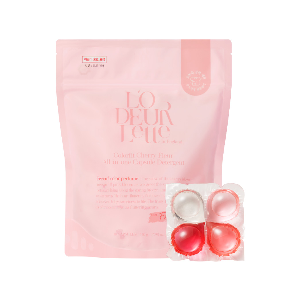 로더렛 컬러핏 퍼퓸 캡슐세제 30개입 향좋은 캡슐세탁세제 체리 플뢰르 17g