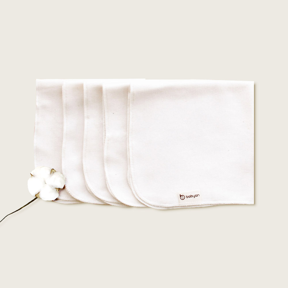 베이비앙 국내산 무형광 매우 부드러운 오가닉면 손수건 5장[2세트]