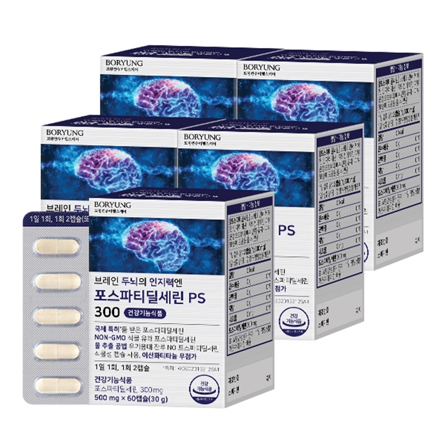보령 브레인 두뇌의 인지력엔 포스파티딜세린 PS 300 60캡슐, 5개