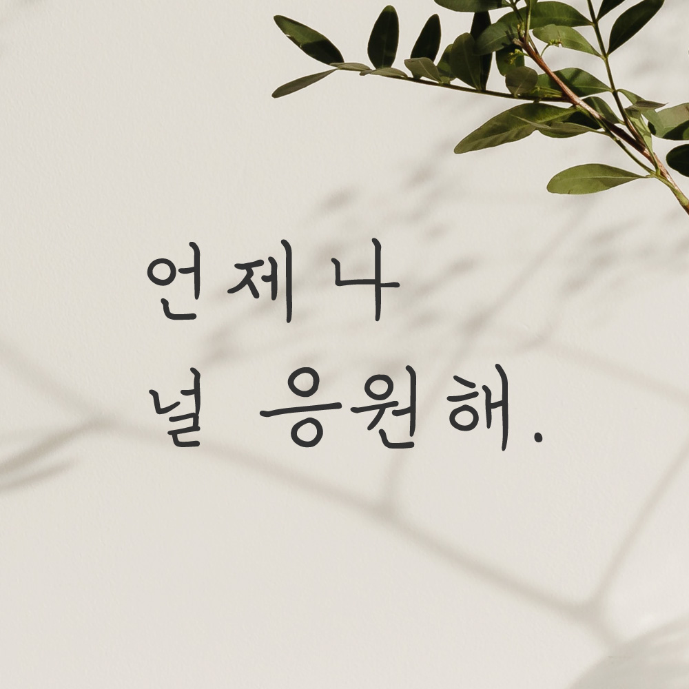 언제나 널 응원해 손글씨 레터링 스티커 LH-028S 검정 이미지 7