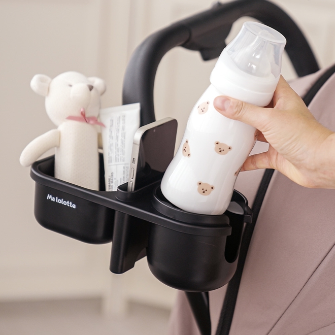 마롤로뜨 튼튼한 유모차 컵홀더 앤 스마트폰 홀더 거치대 2구 멀티 핸드폰 수납 2in1