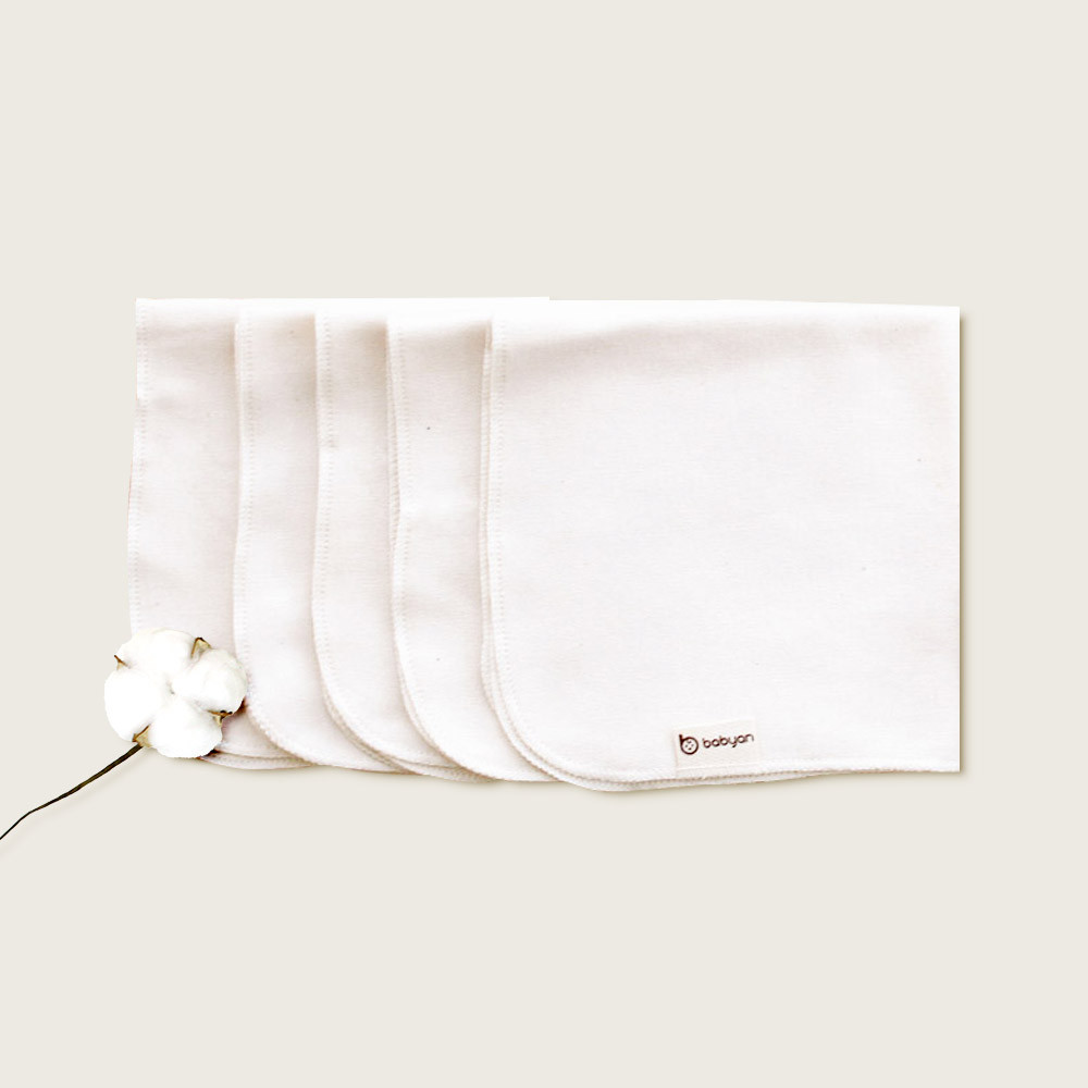 베이비앙 국내산 무형광 매우 부드러운 오가닉면 손수건 5장