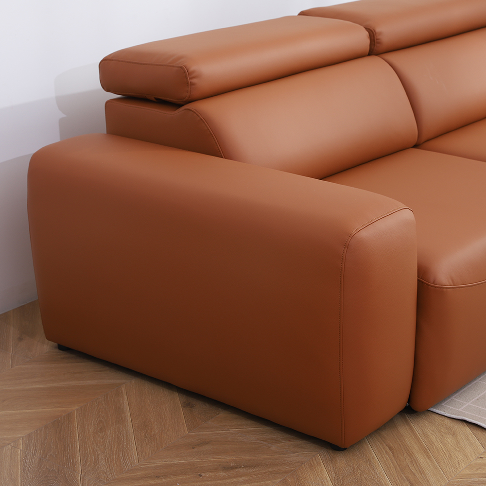 모던홈즈 쌔턴Ⅰ 모션 슬라이드 리클라이너 4인용 천연가죽 쇼파 소파베드