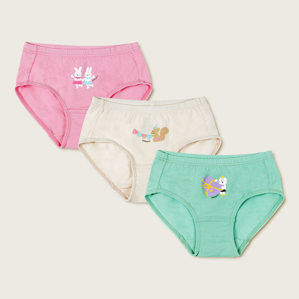 [슈퍼특가] 베이비앙 첫팬티 두돌아기팬티 국내산 무형광 40수 면 유아 아기 아동 키즈 여자 여아 파티 삼각팬티 3종 세트(여아용)