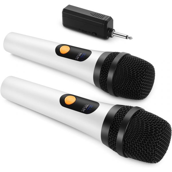 무선 마이크 FOLTUSMY Dual Digital Dynamic Bluetooth 충전식 수신기 200ft 범위 노래용 노래방 모임 교회 결혼식 : 올쿼터스18
