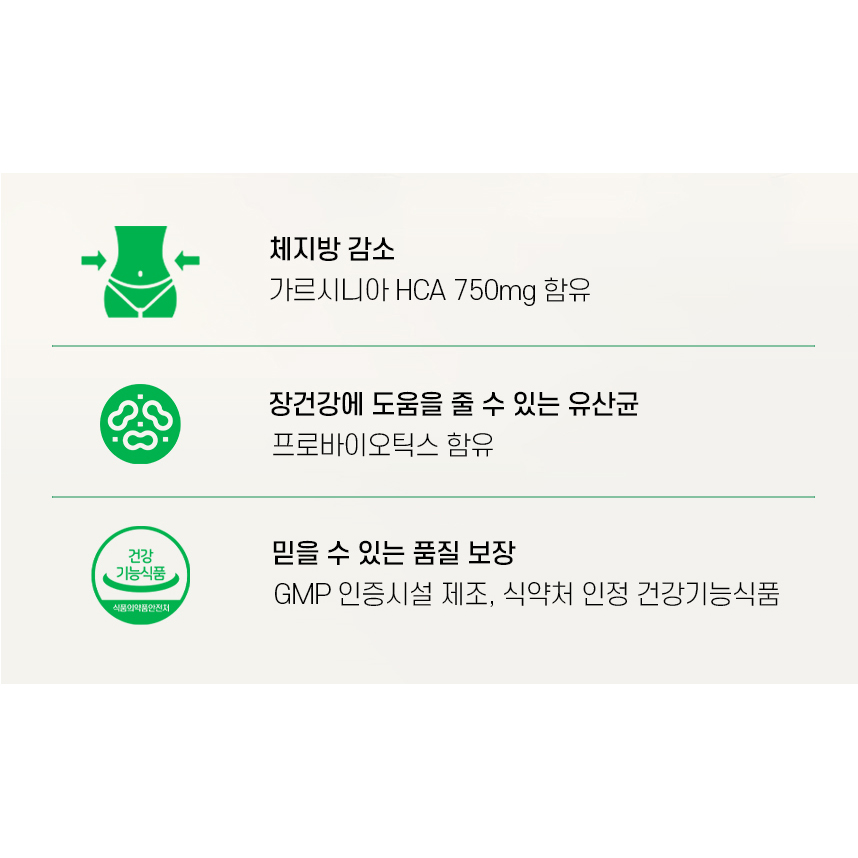 슬림 다이어트 엔 유산균 HCA 750mg 가르시니아 캄보지아 추출물 캡슐 - 상세 이미지 3