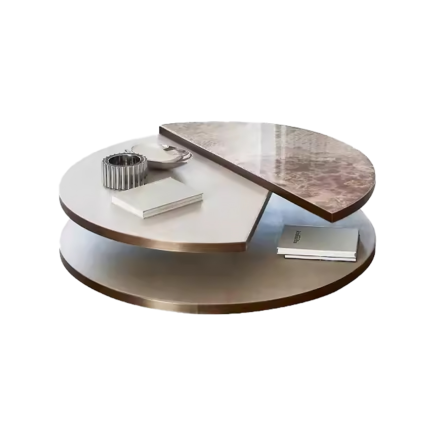 아티스트 서클 대리석 가죽 커피 티테이블