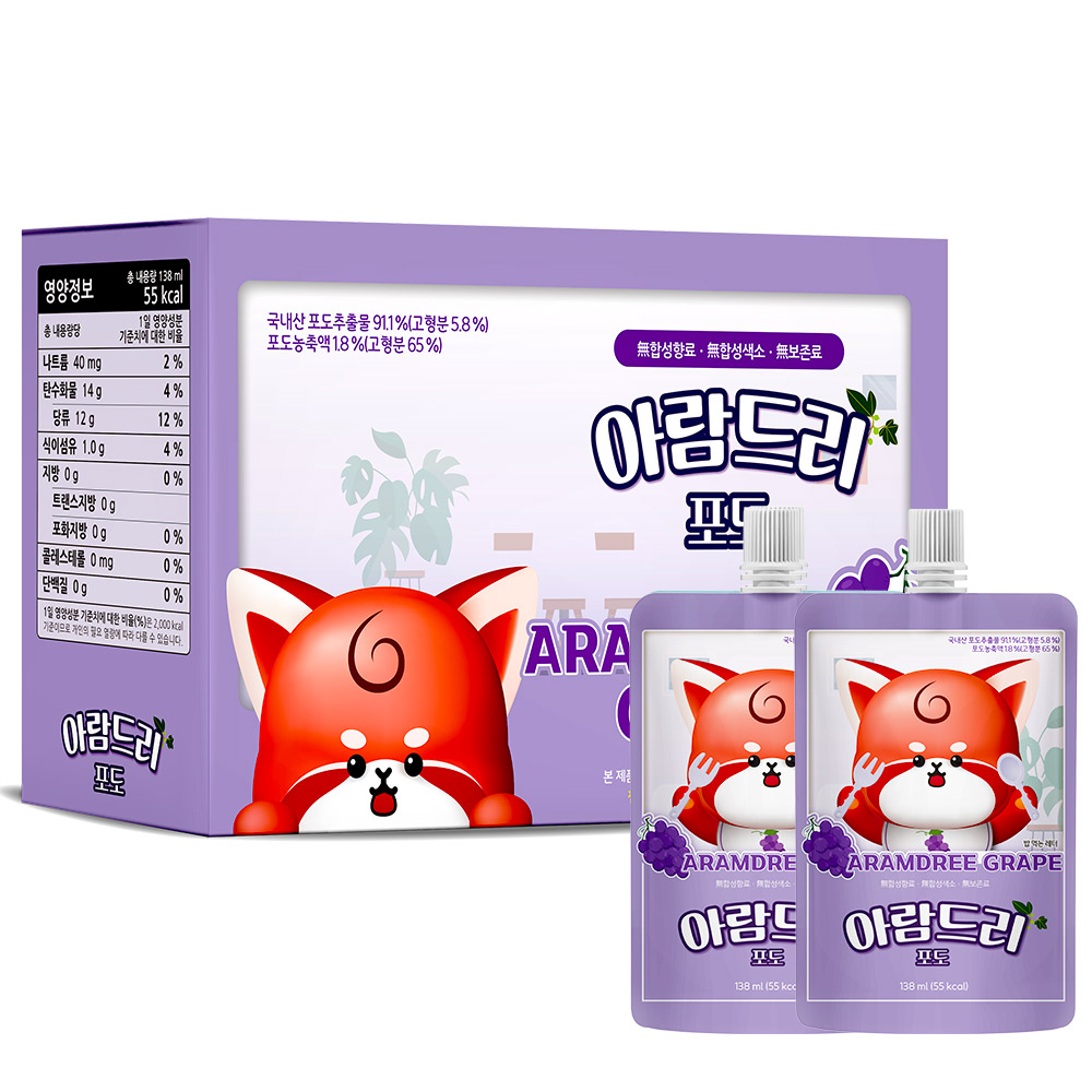 [4+1] 아람드리 아기 과일 주스 어린이 음료 10팩 사과 딸기 감귤 포도 이미지 8