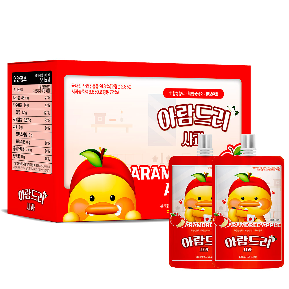 [4+1] 아람드리 아기 과일 주스 어린이 음료 10팩 사과 딸기 감귤 포도 - 상세 이미지 3