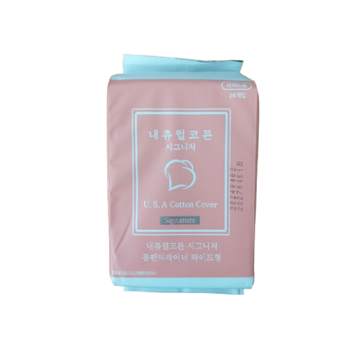 내츄럴코튼 시그니처 순면커버 와이드롱 팬티라이너 26P : 마켓디에이알