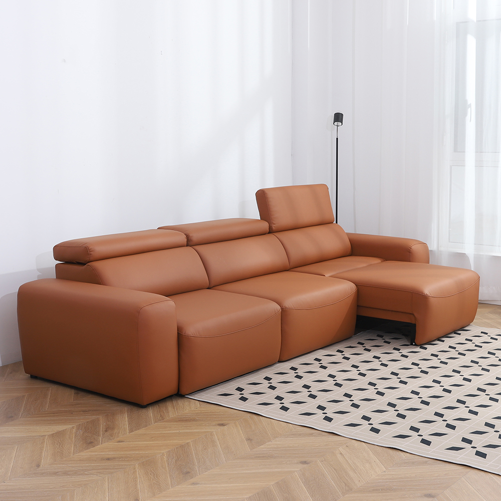 모던홈즈 쌔턴Ⅰ 모션 슬라이드 리클라이너 4인용 천연가죽 쇼파 소파베드