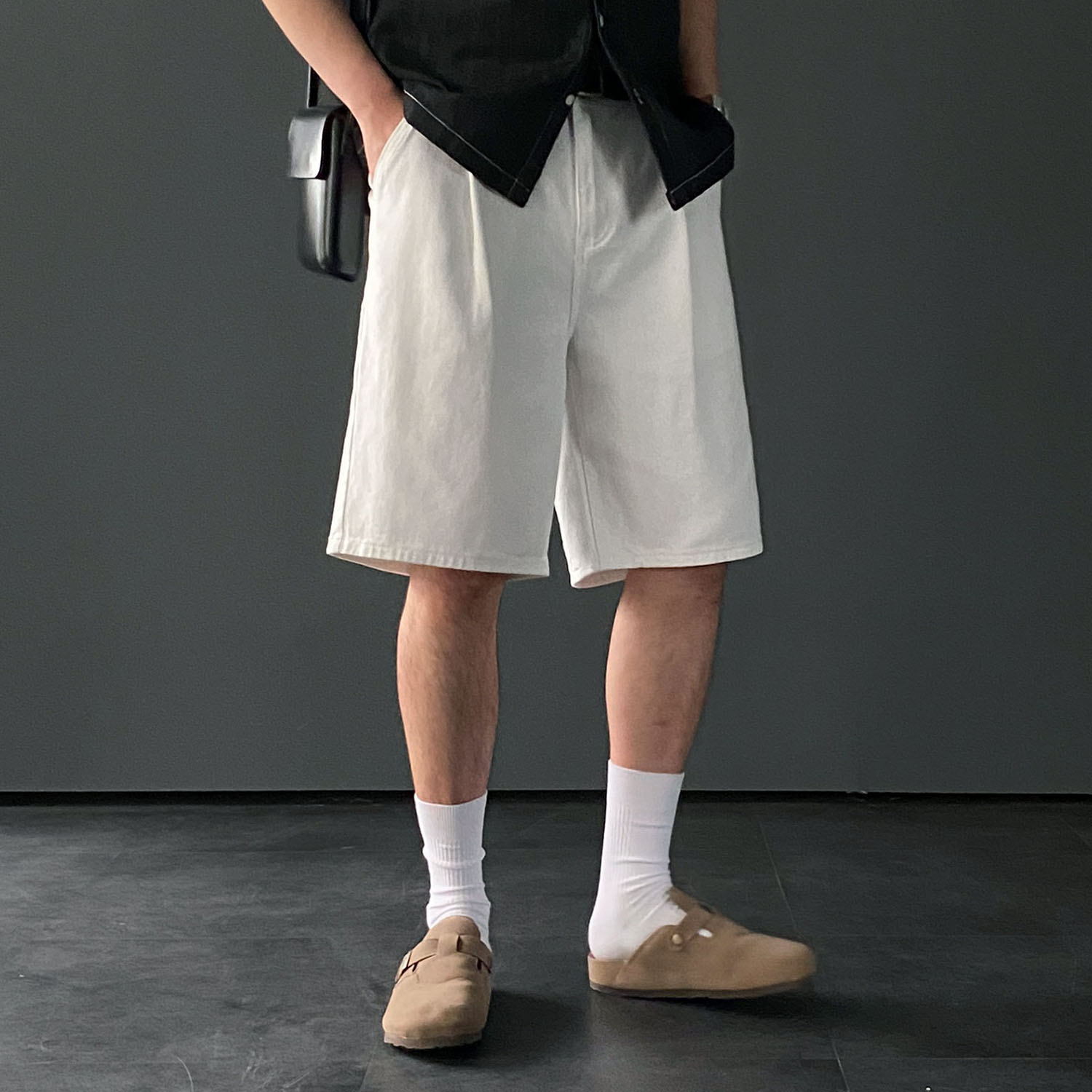 남자흰반바지 남자버뮤다팬츠 6부반바지 - 상세 이미지 5