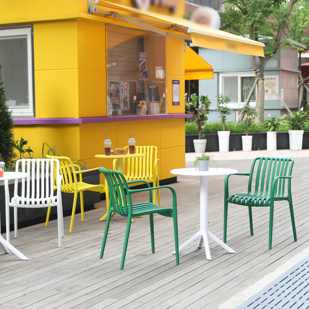 2인용 오로라 야외테이블세트 테라스 정원 플라스틱 야외의자세트 화이트