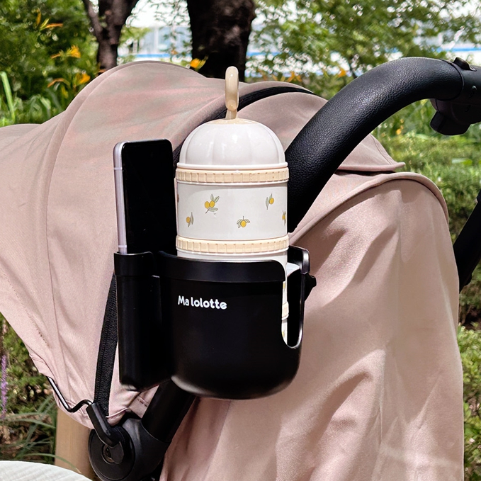 마롤로뜨 튼튼한 유모차 컵홀더 앤 스마트폰 홀더 거치대 2구 멀티 핸드폰 수납 2in1