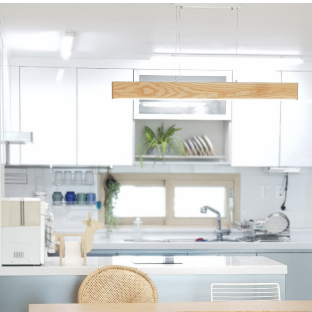 슬림라인 오크 원목 펜던트조명 1000 LED 30W 리니어 주방등 - 상세 이미지 3