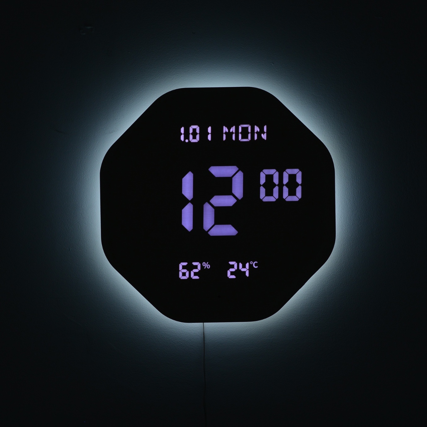 플라이토 벽시계 LED 벽걸이 3세대 백라이트 인테리어 디지털 전자 거실 집들이 루나 온습도 와이파이