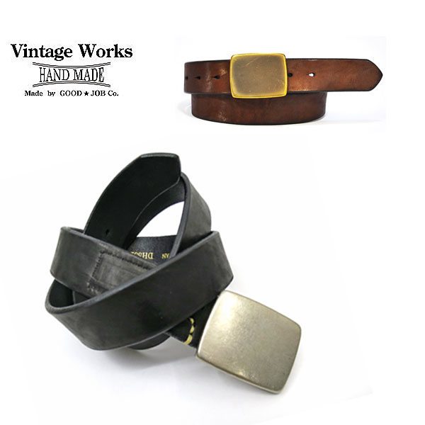 빈티지 웍스 vintage works 레더 소가죽 벨트 DH5524 블랙 브론즈 - 상품 이미지