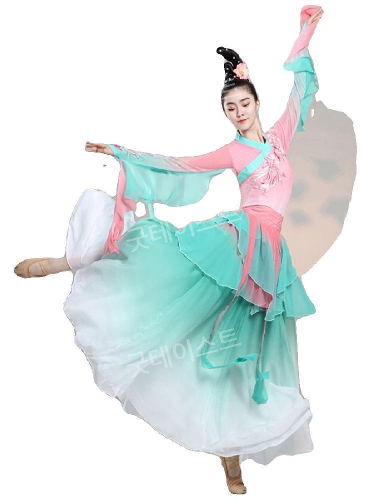 워십복 한국무용  드레스 무용복 댄스복 공연복 워십의상 입시용 우아한 몸찬양 핑크세트 XS - 상세 이미지 3