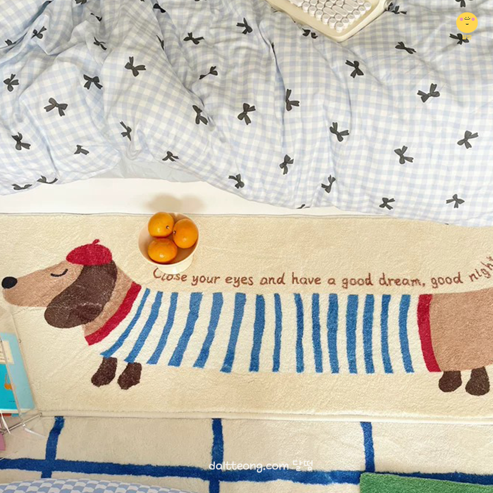 달떵 귀여운 프렌치 닥스훈트 강아지 거실 침대 롱 러그 베이지, 150x50cm