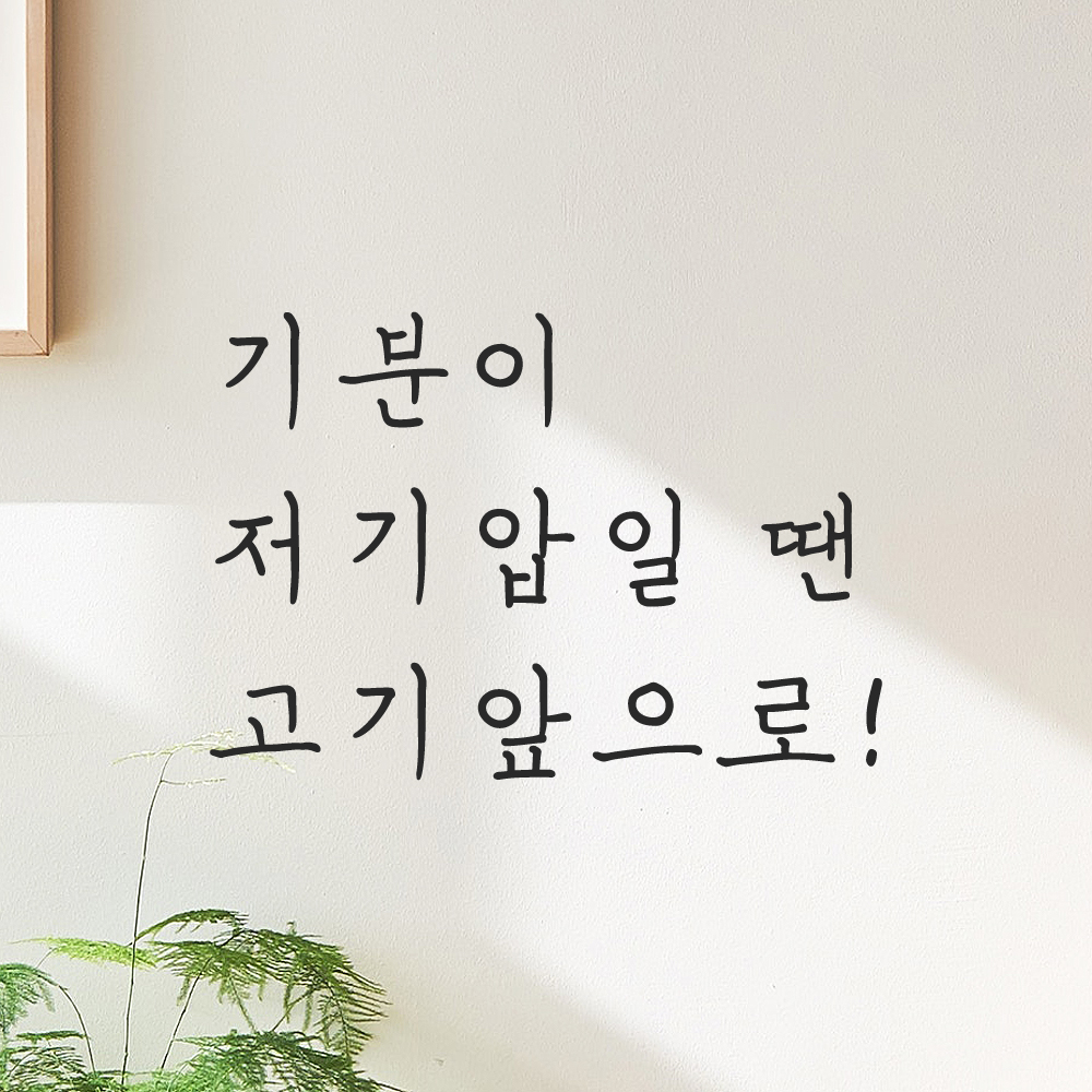 인테리어 포인트 손글씨 레터링 스티커 기분이 저기압일 땐 고기앞으로 LH-070S 검정 이미지 6