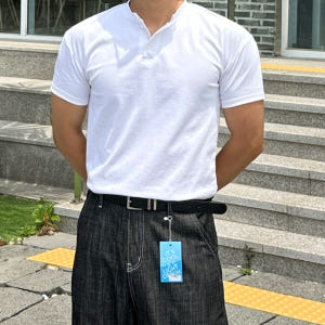 남자 로수 머슬핏 여름 헨리넥 사방스판 분또 반팔티 착용 후기 | 사이즈/핏 총정리 - 상품 이미지 3