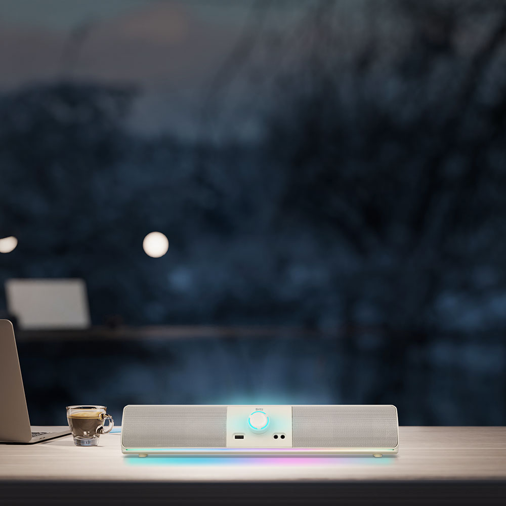 브리츠 BZ-T1BT 아이보리 블루투스 사운드바 스피커 RGB LED USB허브 이미지 7