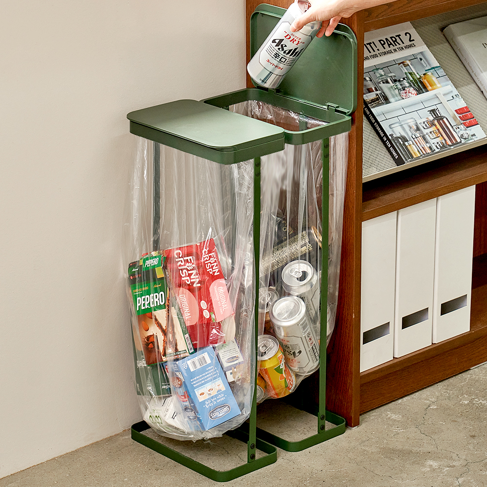 레트로 가비지백 스탠드 재활용 분리수거함 슬림형 / 재활용 쓰레기봉투 거치대