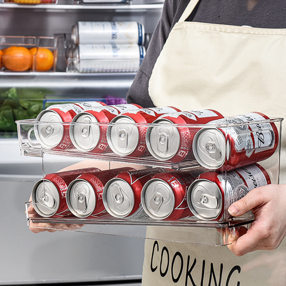 캔음료디스펜서 음료수 트레이 냉장고 음료 맥주 캔 정리 2단 - 상품 이미지