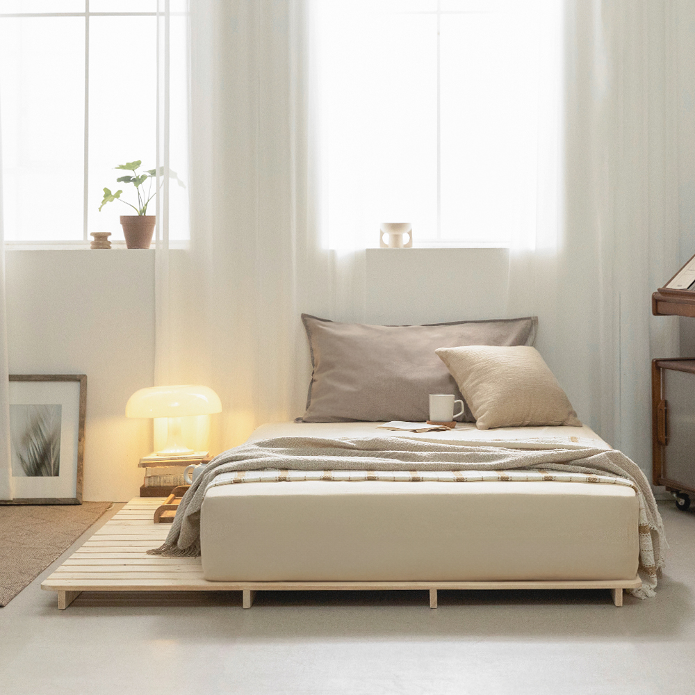 올쏘 밀크 저상형 원목 침대 매트리스 깔판 프레임 Q