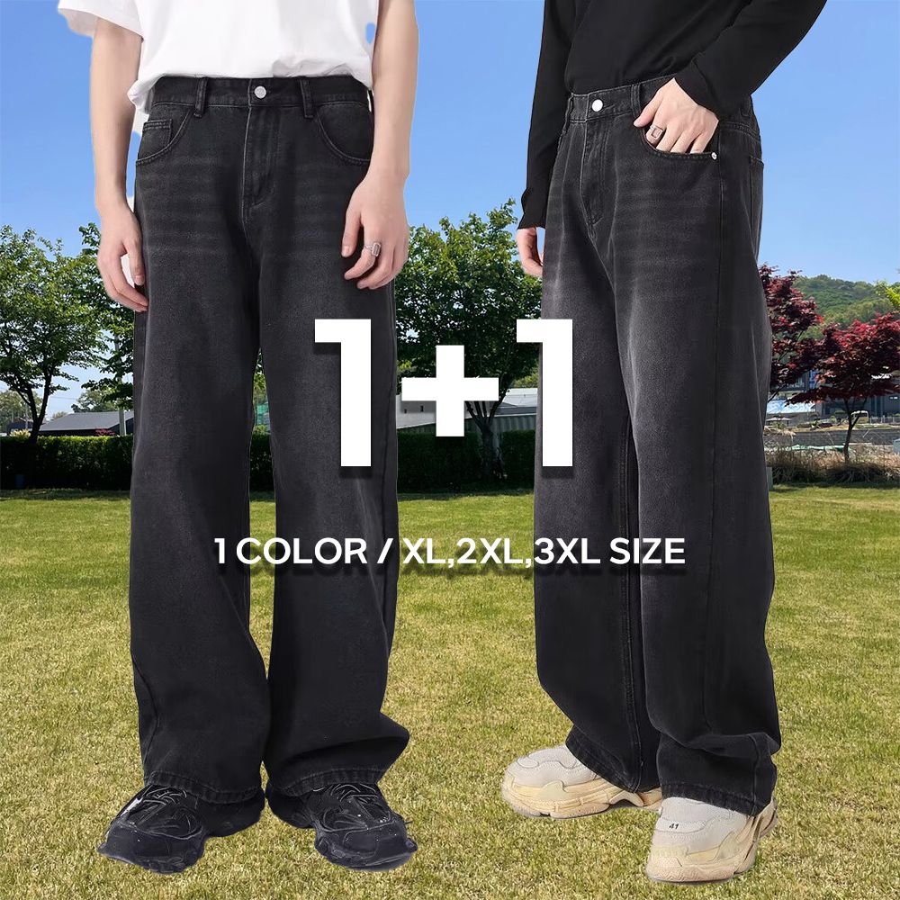 1+1 남자블랙진 남자와이드청바지 - 상세 이미지 2