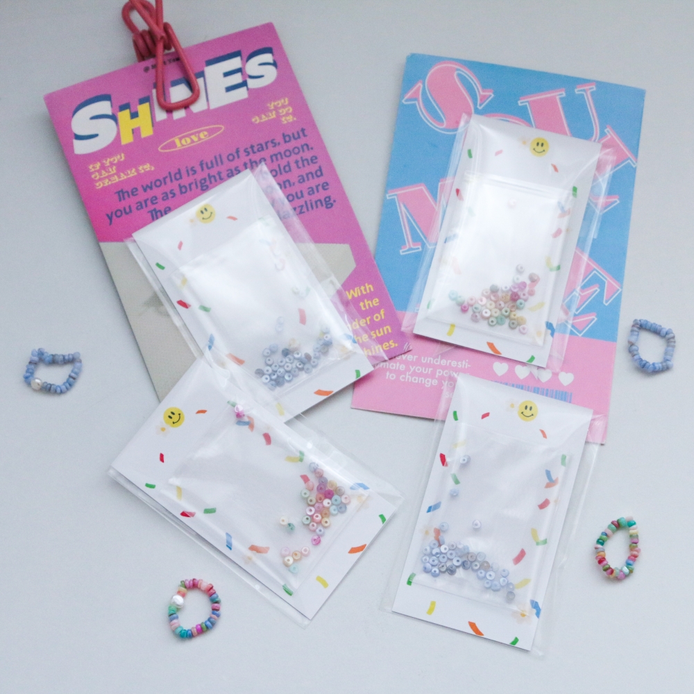 여름 컬러 비즈 반지 만들기 DIY 키트 세트 파스텔 진주 우정 악세사리 공예 취미 재료 - 상품 이미지