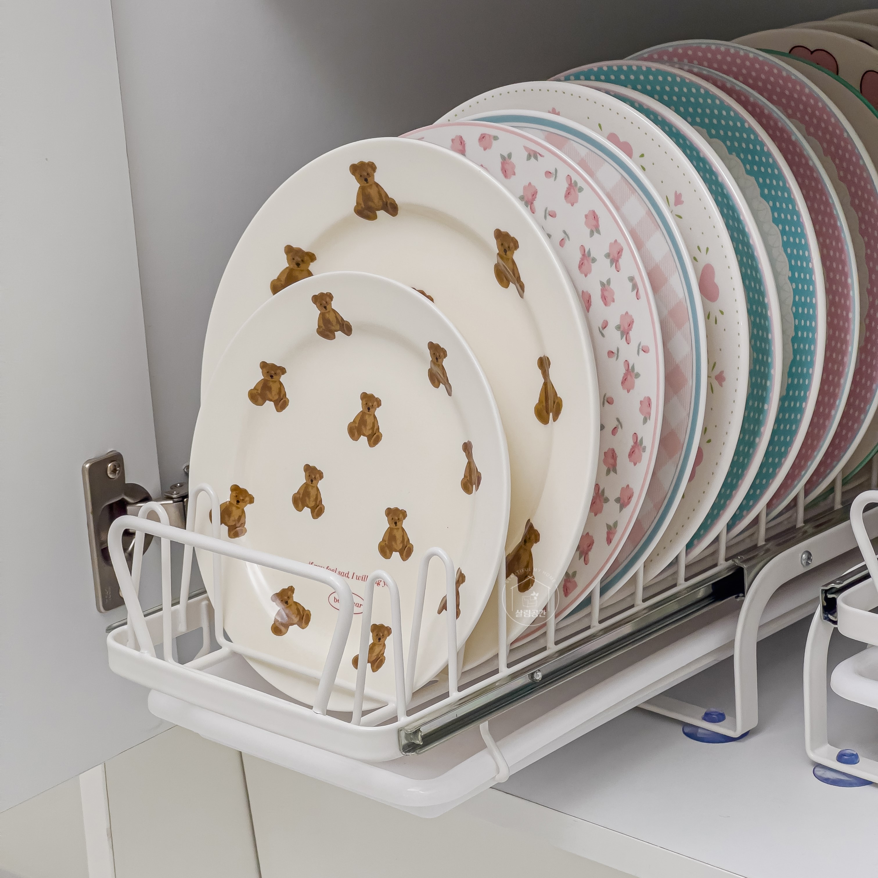 무빙 슬라이딩 접시 정리대 그릇 거치대 꽂이 키친랙 제품 이미지