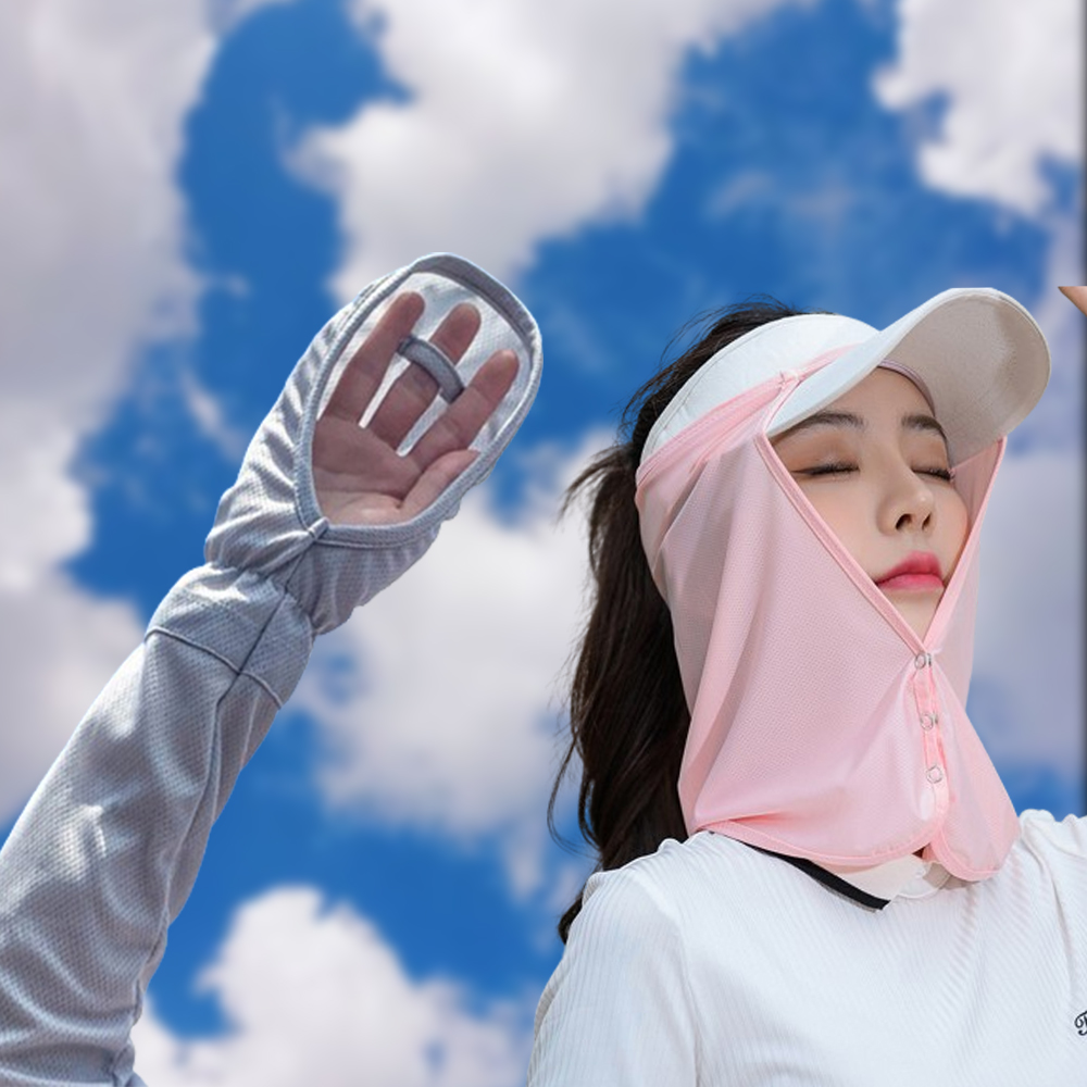 UV 차단 가림막 자외선차단 뒷목 햇빛가리개+손등 팔토시 - 상품 이미지