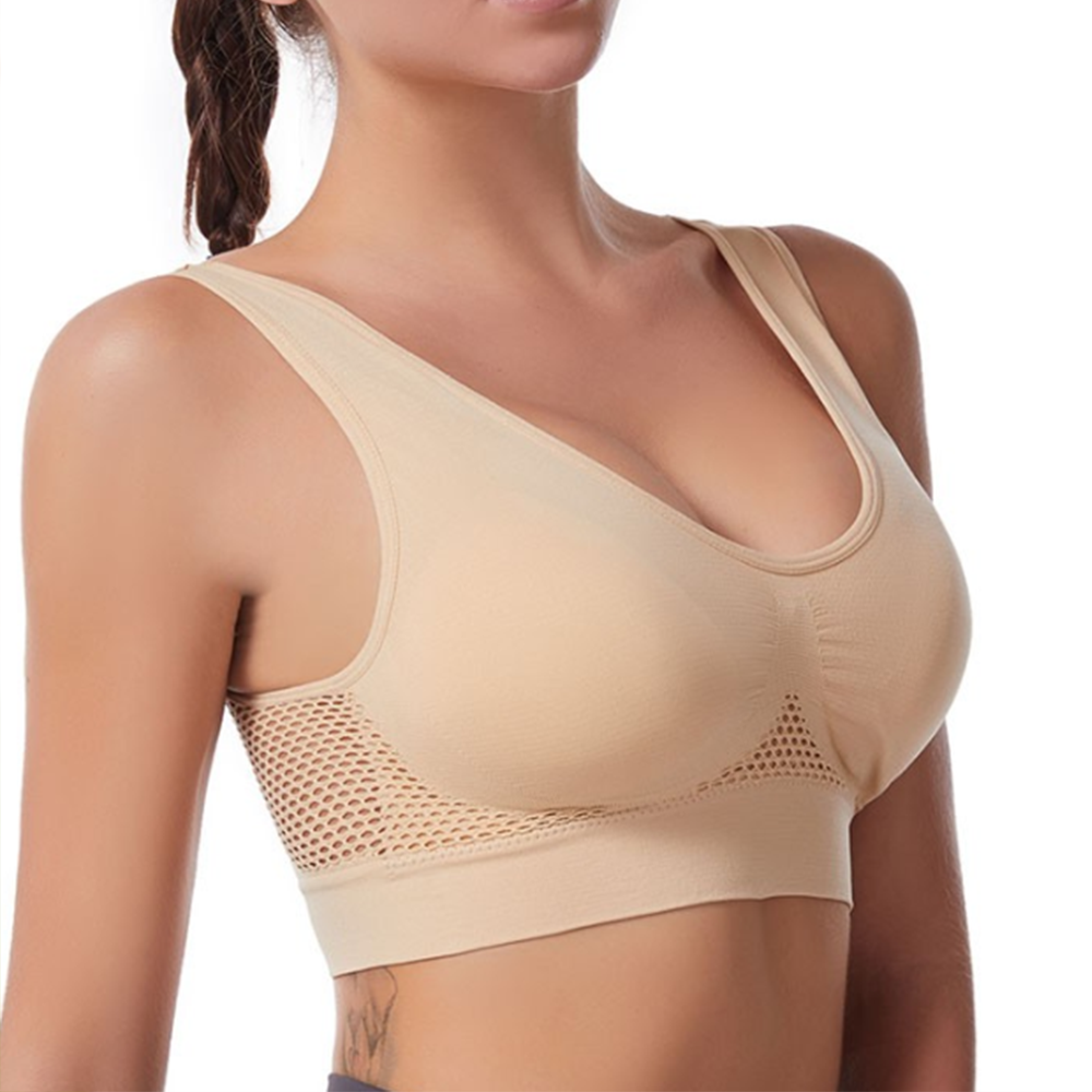 S-6XL 빅사이즈 스포츠 브라 노와이어 브레지어 브라자 여성 여자 메쉬 기능성 브라렛 - 상품 이미지