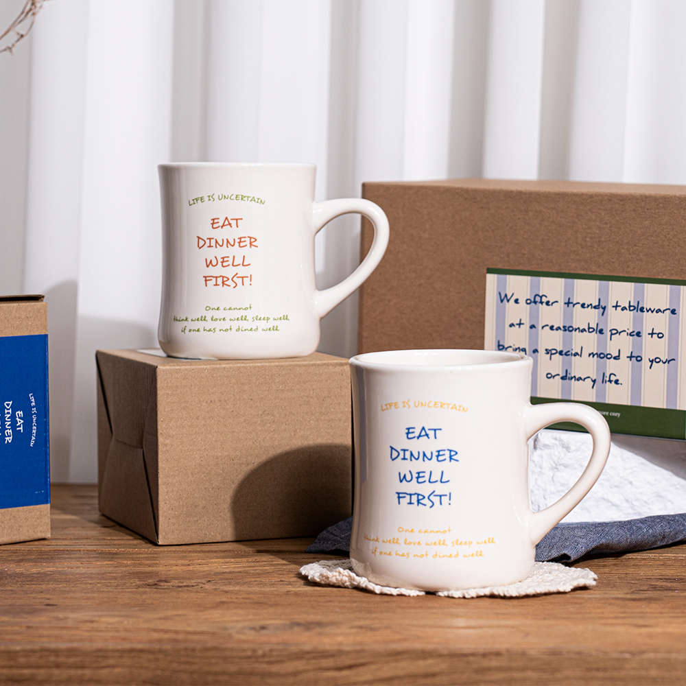 시라쿠스 뉴욕 레터 레터링 홈카페 집들이 선물 오목 머그컵 2P 세트