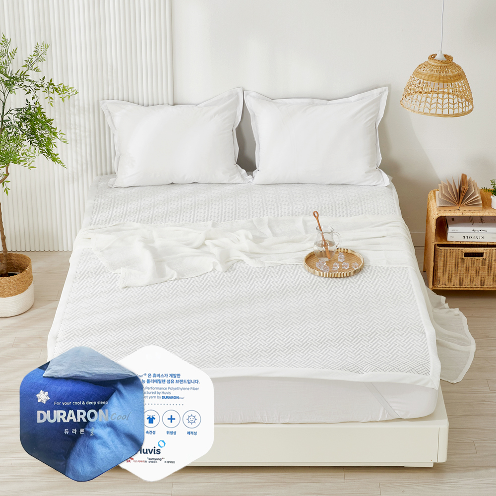 한일의료기 듀라론 100% 냉감패드 국산 휴비스 여름 침대 냉각 패드 고정밴드 SS