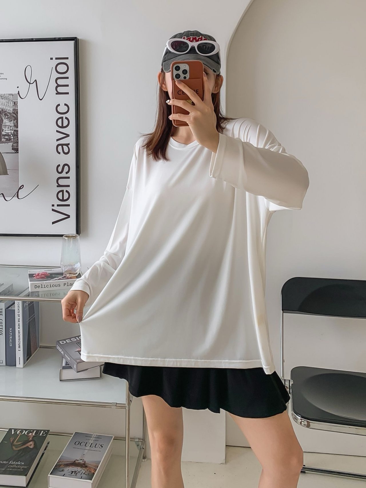 로라벨 파인 래쉬가드 수영복 루즈핏 빅사이즈 비치웨어 체형커버 티셔츠 살안타템 반팔 상의 - 상세 이미지 3