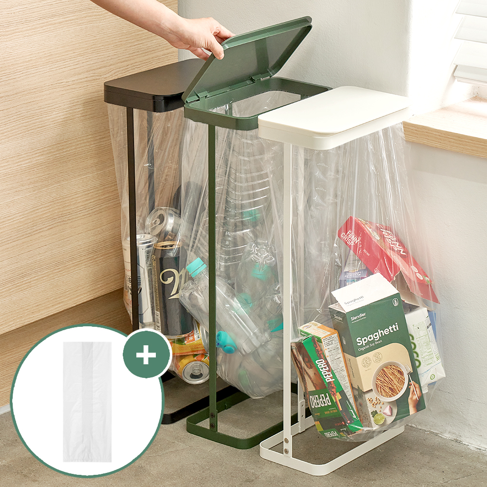 레트로 가비지백 스탠드 재활용 분리수거함 슬림형 3P+비닐봉투 30매 / 쓰레기봉투 거치대