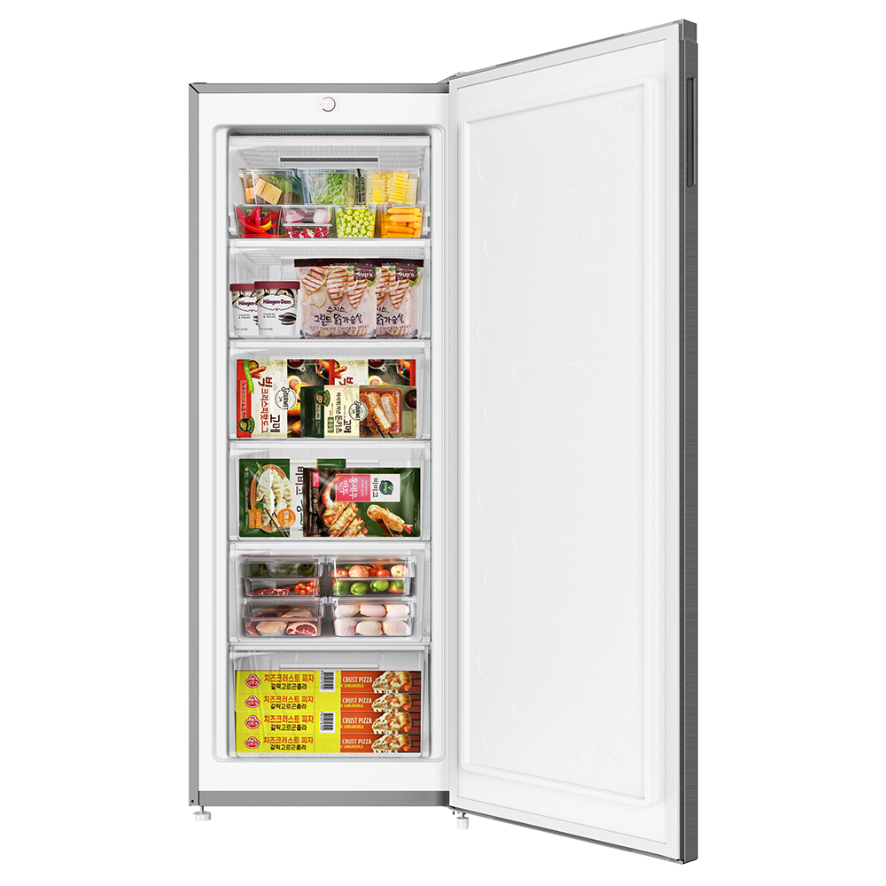 더함 소형 미니 냉동고 서랍형 스탠드 냉동고 메탈실버 177L